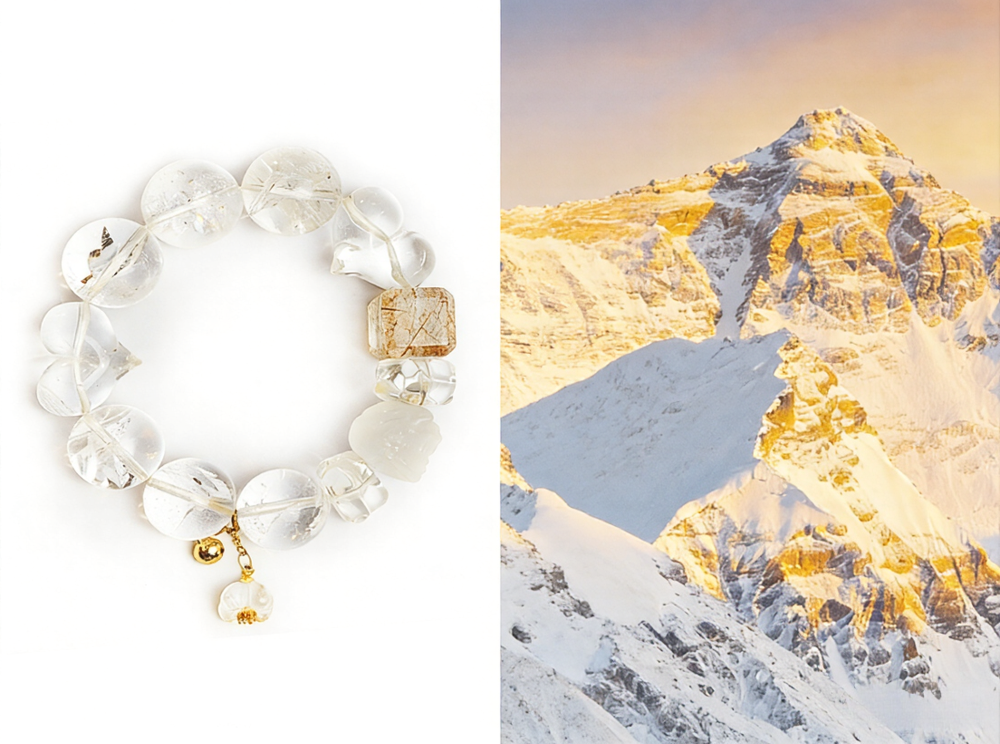 Heart Gleam Bracelet: A Stunning Encounter of Clear Quartz & Rutilated Quartz 🌟