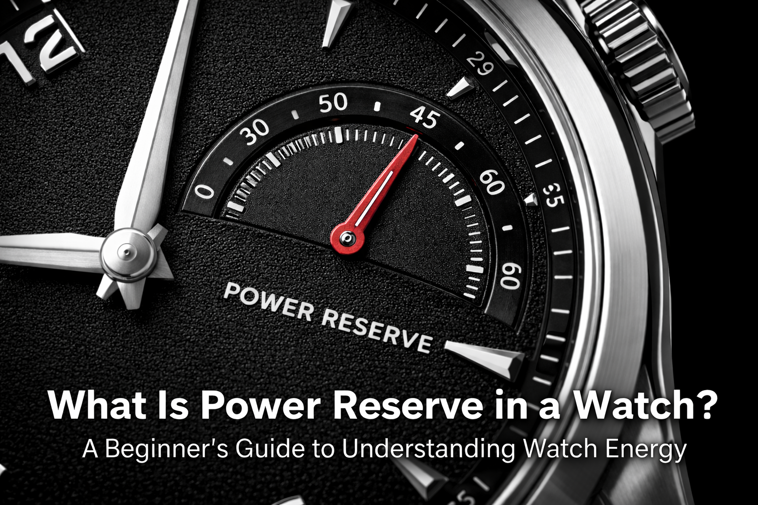 Close-up view of a luxury automatic watch movement showing the mainspring and internal gears related to power reserve.