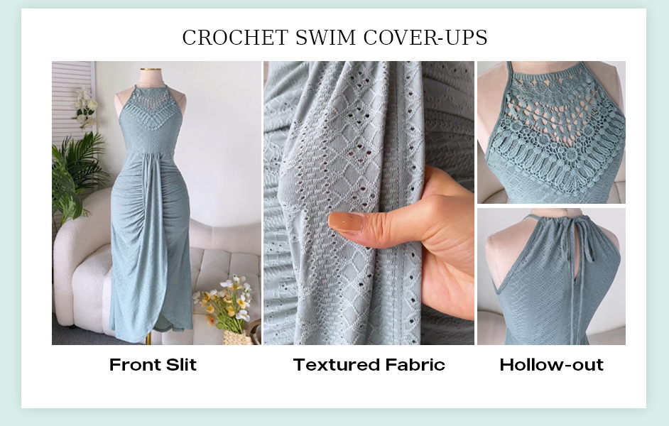 CHICME Womens Holiday Beach Dress Halter Hollow