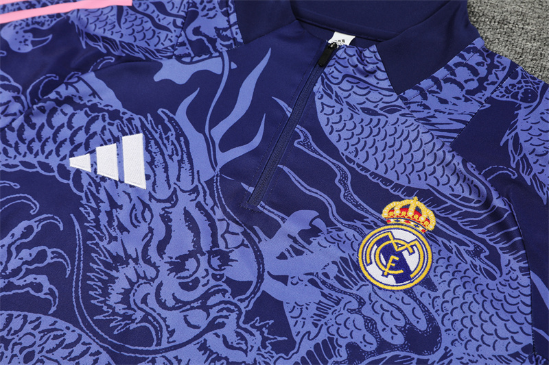 JerseysGala.com | Real Madrid 24-25 Long Sleeve Training Set - Blue Dragon -Customize Name, Number and Patch | Worldwide Shipping