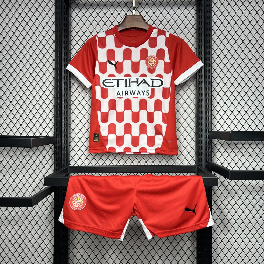 ManixJersey.com | Girona 24-25 Home Stadium Kids Kit -Customize Name, Number and Patch | Worldwide Shipping