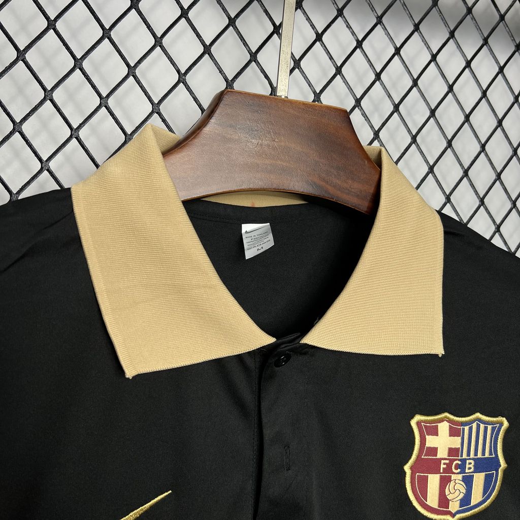 foot-Barcelona 24-25 Black Gold Polo Shirt - Fans Version