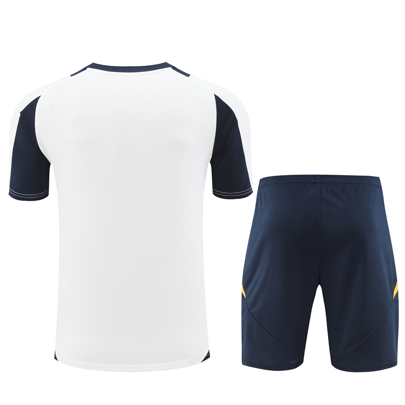 JerseysGala.com | Real Madrid 24-25 Short-Sleeve Training Kids Kit - White & Deep Blue -Customize Name, Number and Patch | Worldwide Shipping