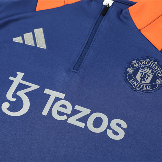 ManixJersey.com | Manchester United 24-25 Long Sleeve Training Set - Deep Blue -Customize Name, Number and Patch | Worldwide Shipping