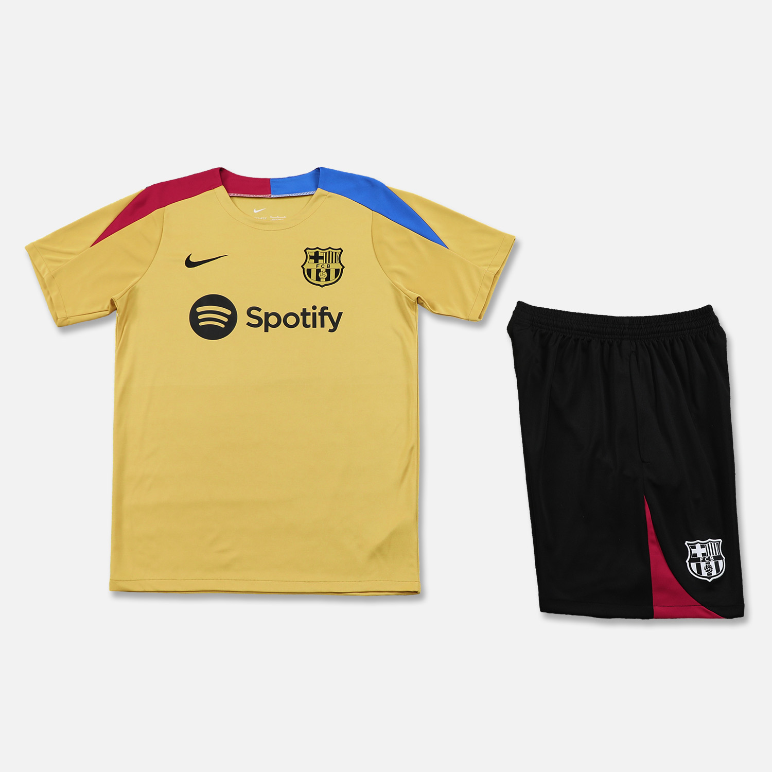 ManixJersey.com | Barcelona 24-25 Short-Sleeve Training Set - Khaki Top & Black Shorts -Customize Name, Number and Patch | Worldwide Shipping