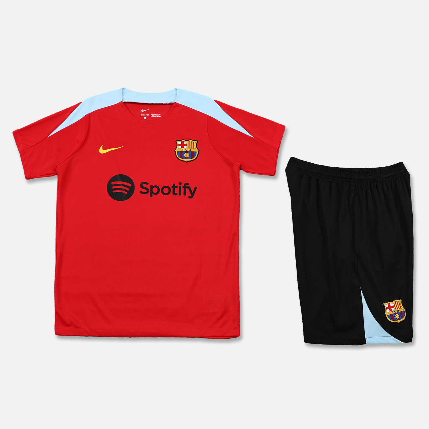 ManixJersey.com | Barcelona 24-25 Short-Sleeve Training Set - Red Top & Black Shorts -Customize Name, Number and Patch | Worldwide Shipping