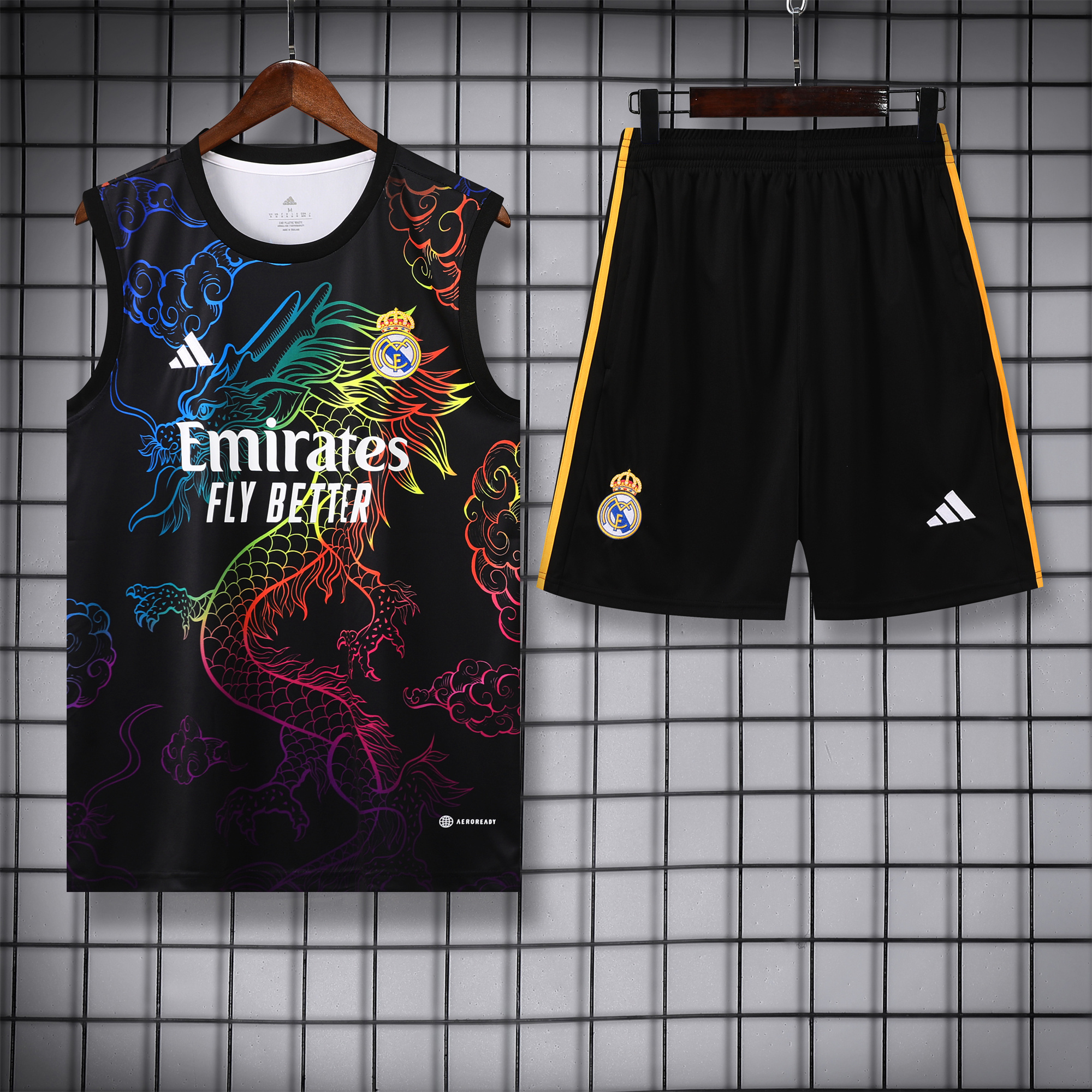 SIUjerseys-Real Madrid 24-25 Vest Training Set - Black Dragon