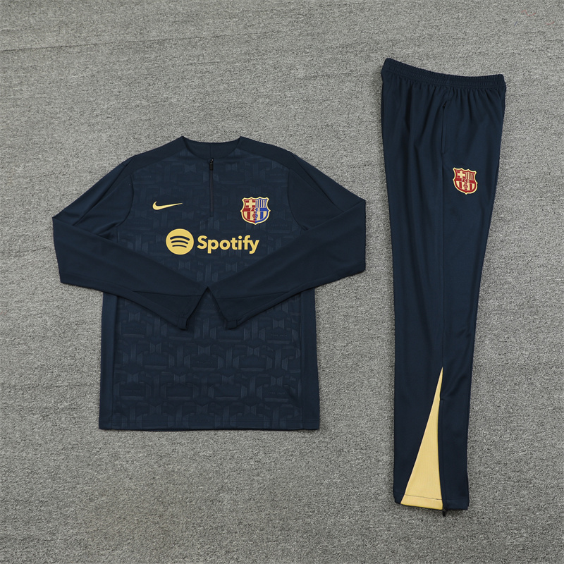 JerseysGala.com | Barcelona 24-25 Long Sleeve Training Set - Deep Blue -Customize Name, Number and Patch | Worldwide Shipping