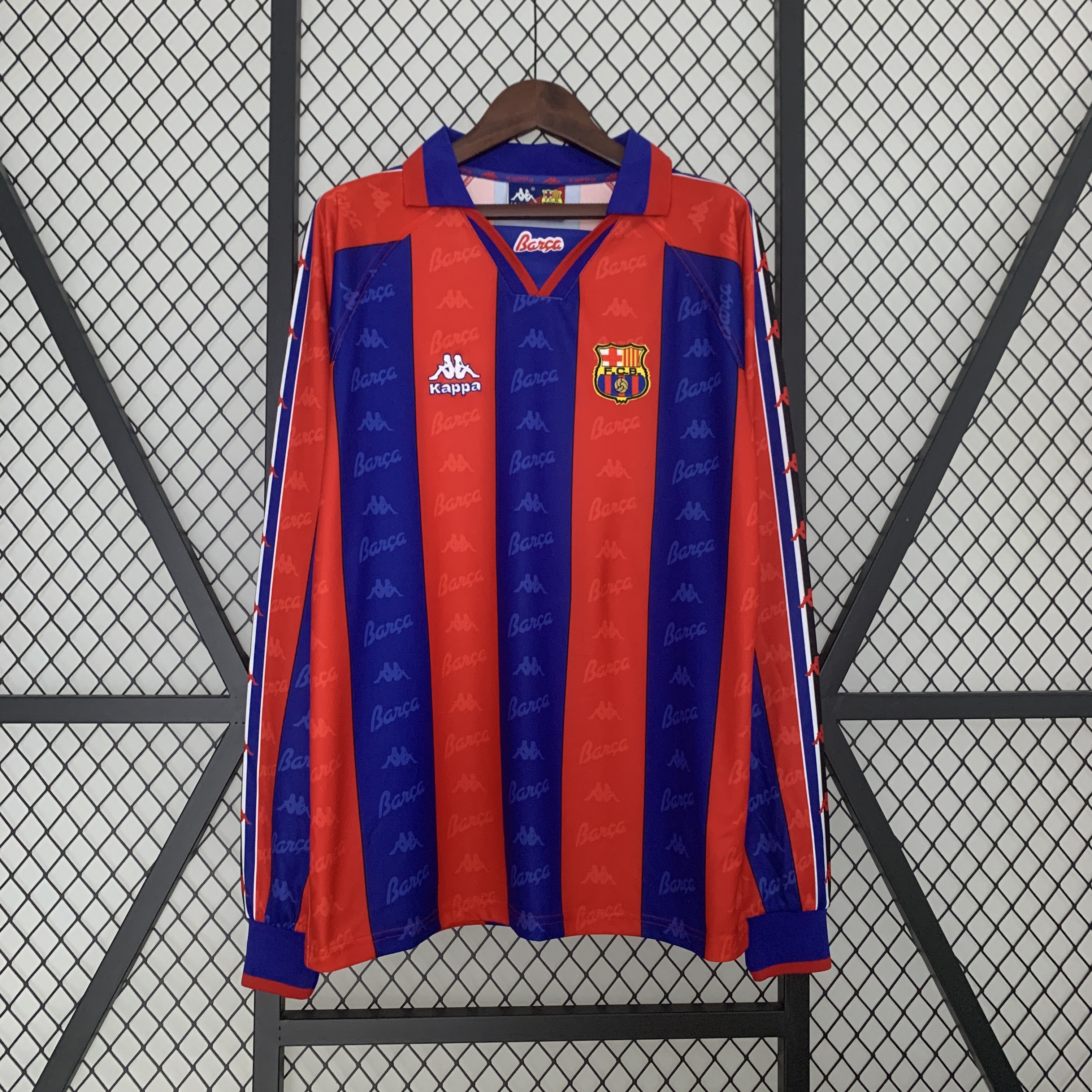 SIUjerseys-Retro Barcelona 96-97 Home Stadium Long Sleeve Jersey