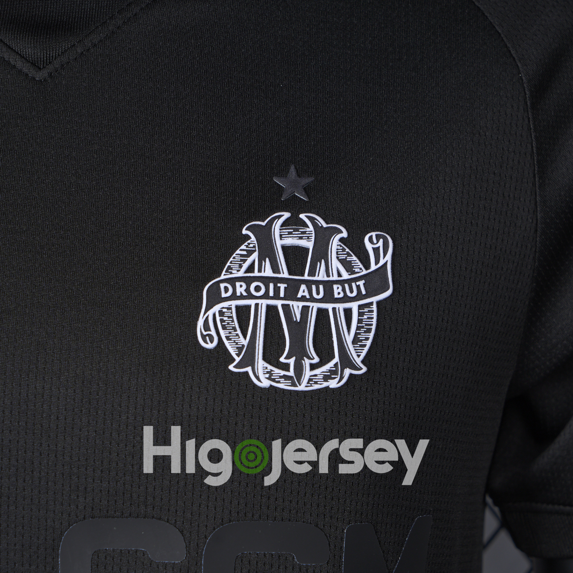Higojerseys-Marseille 24-25 125th Anniversary Black Jersey - Player Version