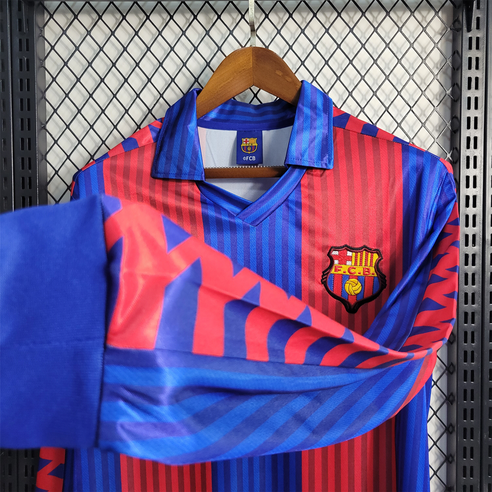 SIUjerseys-Retro Barcelona 90-92 Home Stadium Long Sleeve Jersey