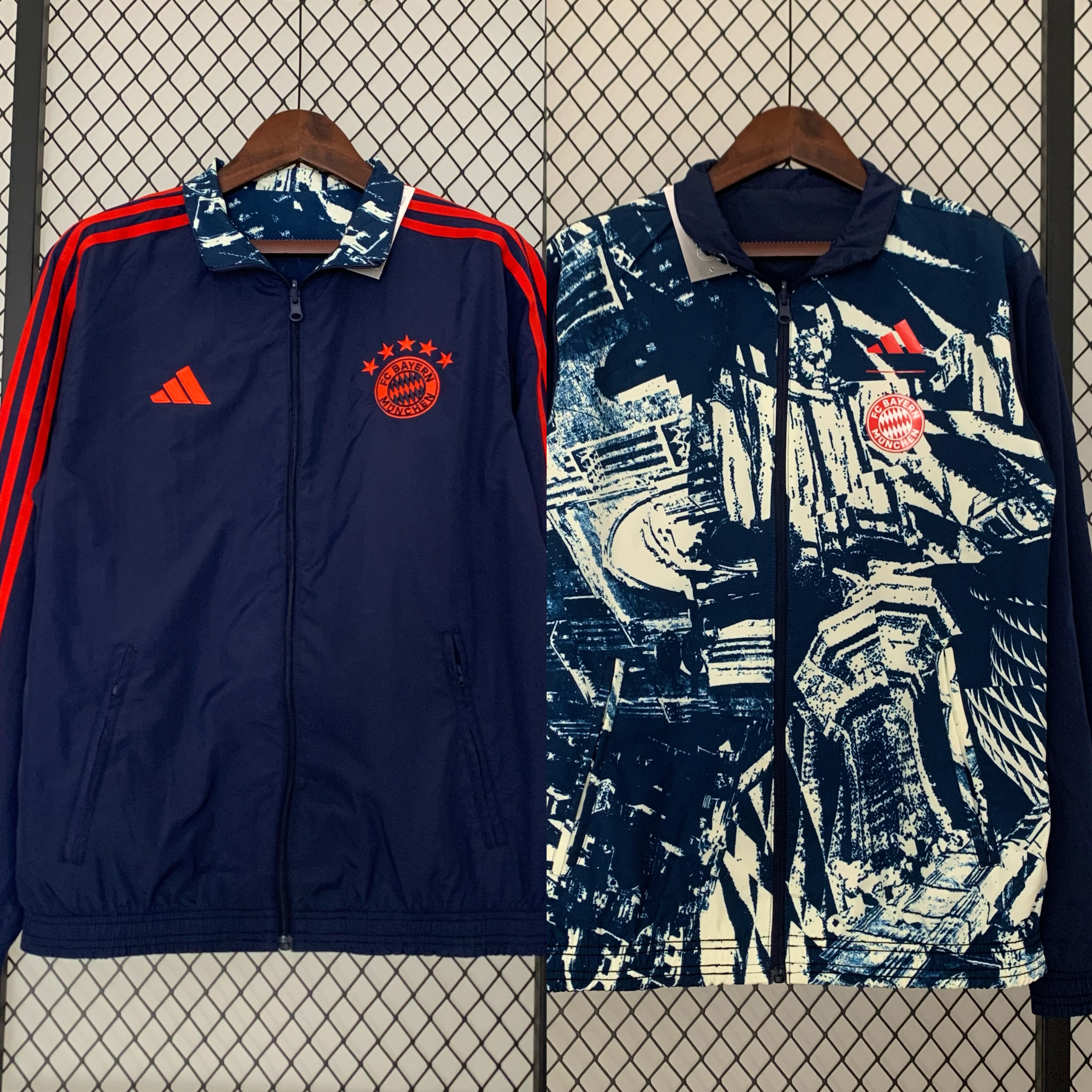 Bayern Munich 23-24 Double Sided Windbreaker - Deep Blue:football jersey mysite: unitedjerseyfootball 邓江浪:football