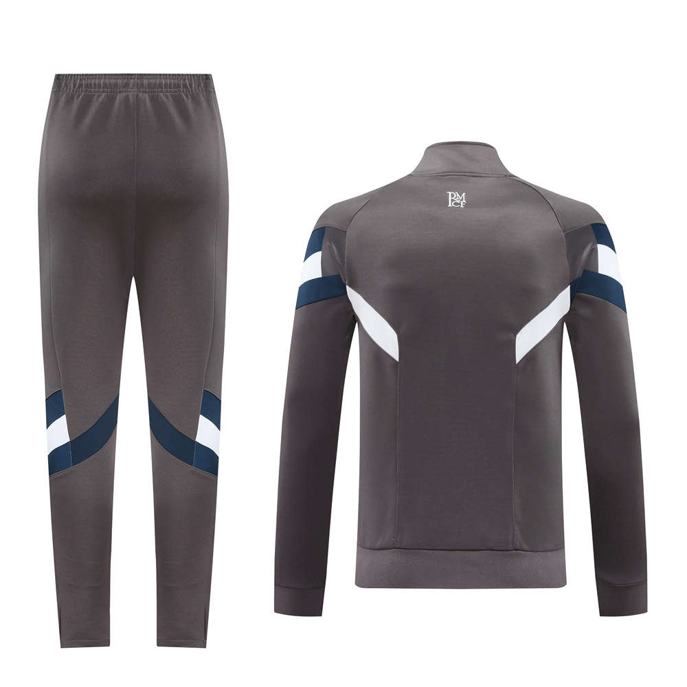 JerseysGala.com | Real Madrid 24-25 Trefoil Vintage Jacket Training Tracksuit - Grey -Customize Name, Number and Patch | Worldwide Shipping