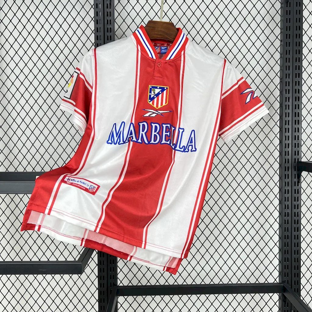 JerseysGala.com | Retro Atletico Madrid 1999-00 Home Jersey with La Liga Patch -Customize Name, Number and Patch | Worldwide Shipping