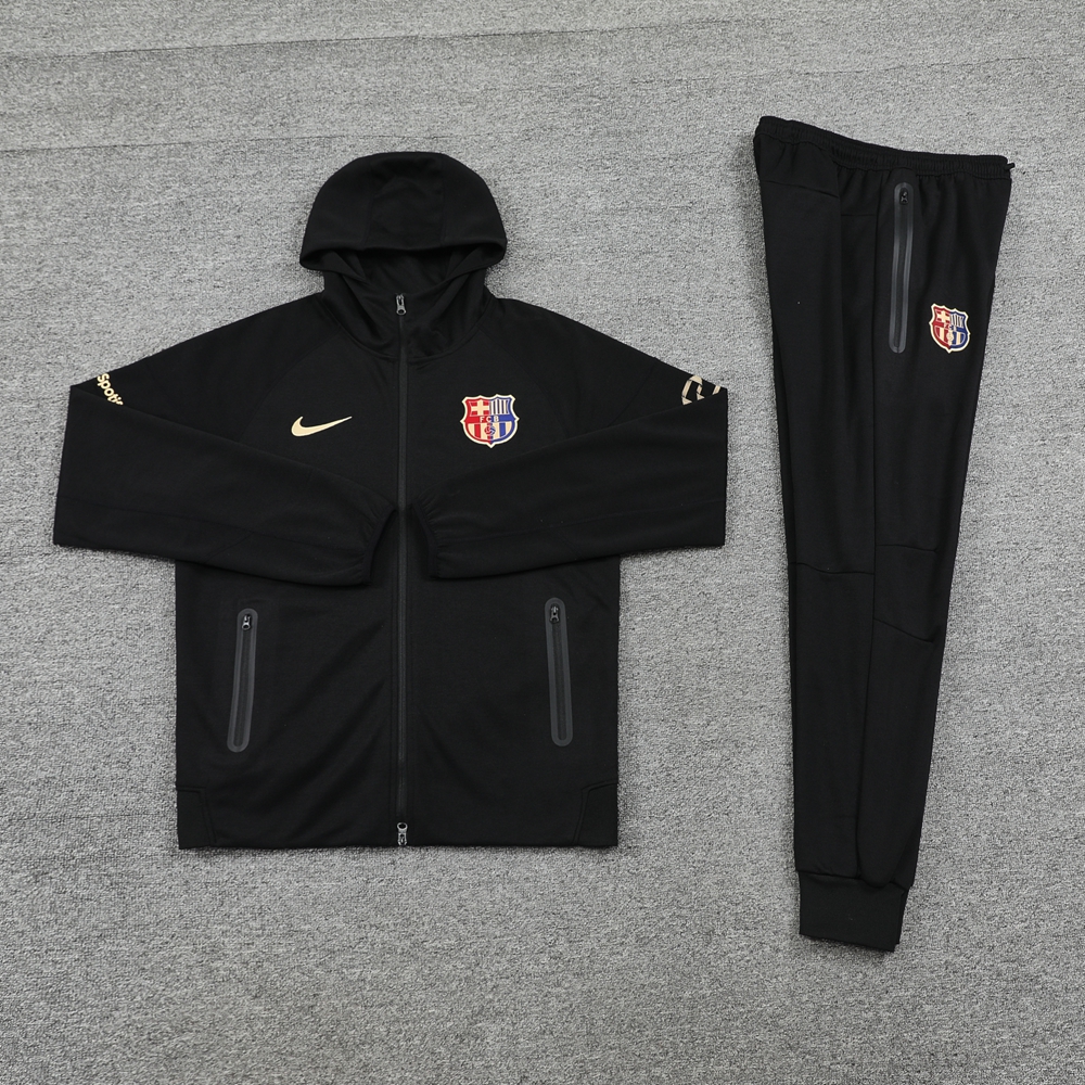 SIUjerseys-Barcelona 24-25 Unsponsored Training Hoodie Set - Black Hoodie and Pants