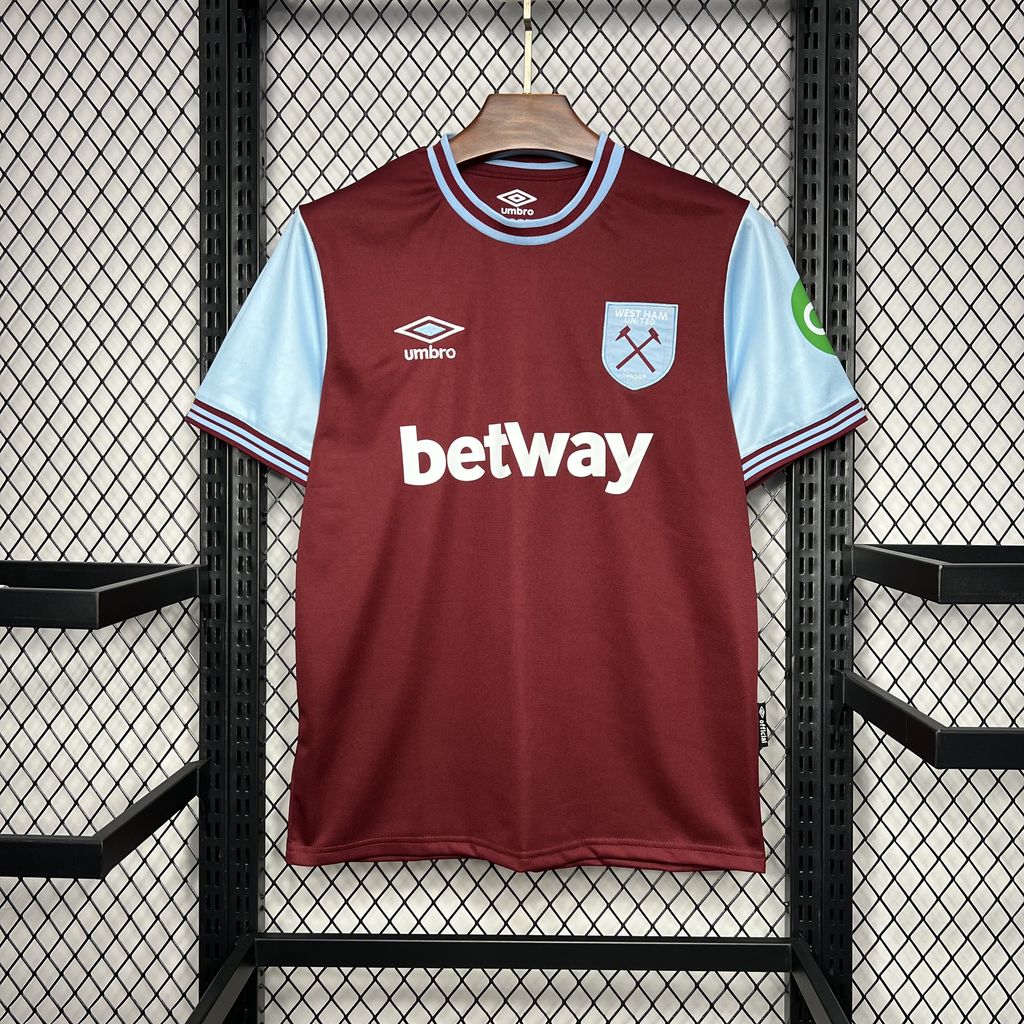 JerseysGala.com | West Ham United 24-25 Home Stadium Jersey - Fans Version -Customize Name, Number and Patch | Worldwide Shipping