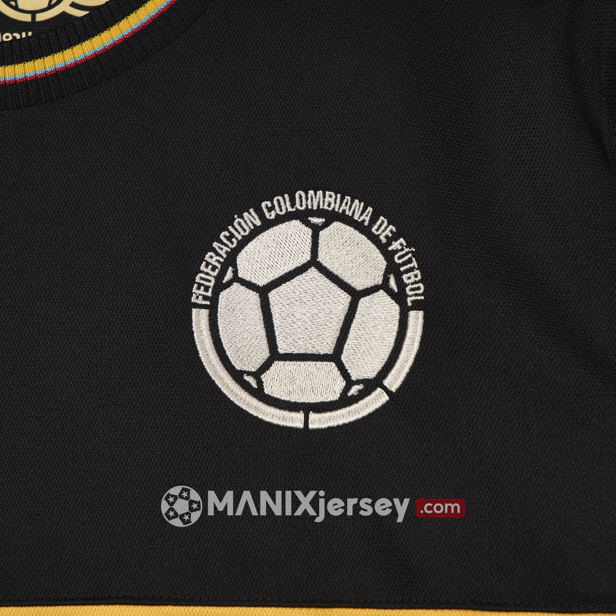 ManixJersey.com | Colombia 2024 100th Anniversary Black Jersey - Fans Version -Customize Name, Number and Patch | Worldwide Shipping