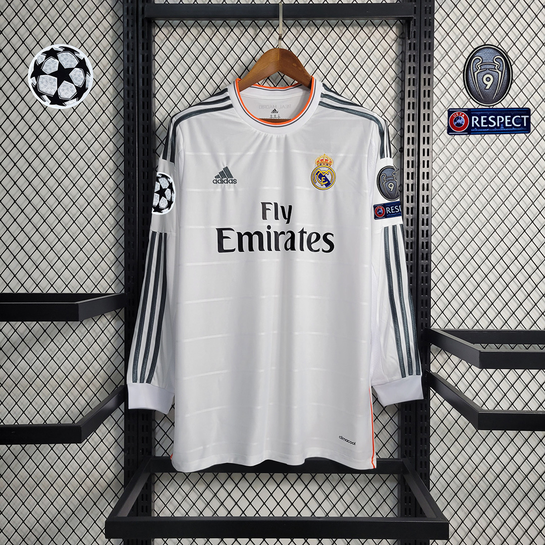 JerseysGala.com | Retro Real Madrid 13-14 Home Stadium Long Sleeve Jersey -Customize Name, Number and Patch | Worldwide Shipping