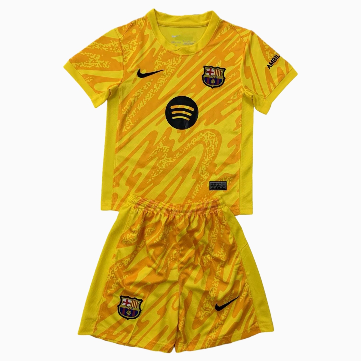 SIUjerseys-Barcelona 24-25 Yellow Goalkeeper Kids Kit
