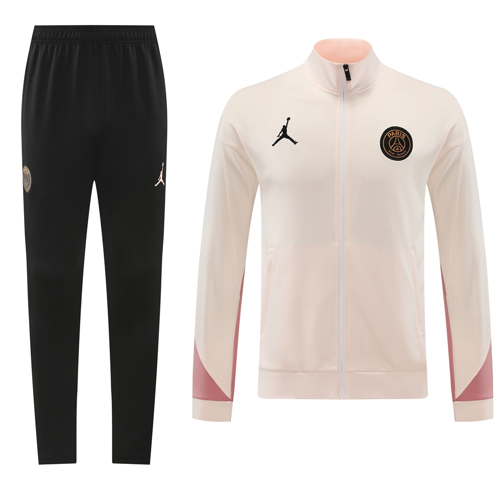 JerseysGala.com | Paris Saint-Germain PSG 24-25 Jacket Training Tracksuit - Light Pink Top and Black Pants -Customize Name, Number and Patch | Worldwide Shipping