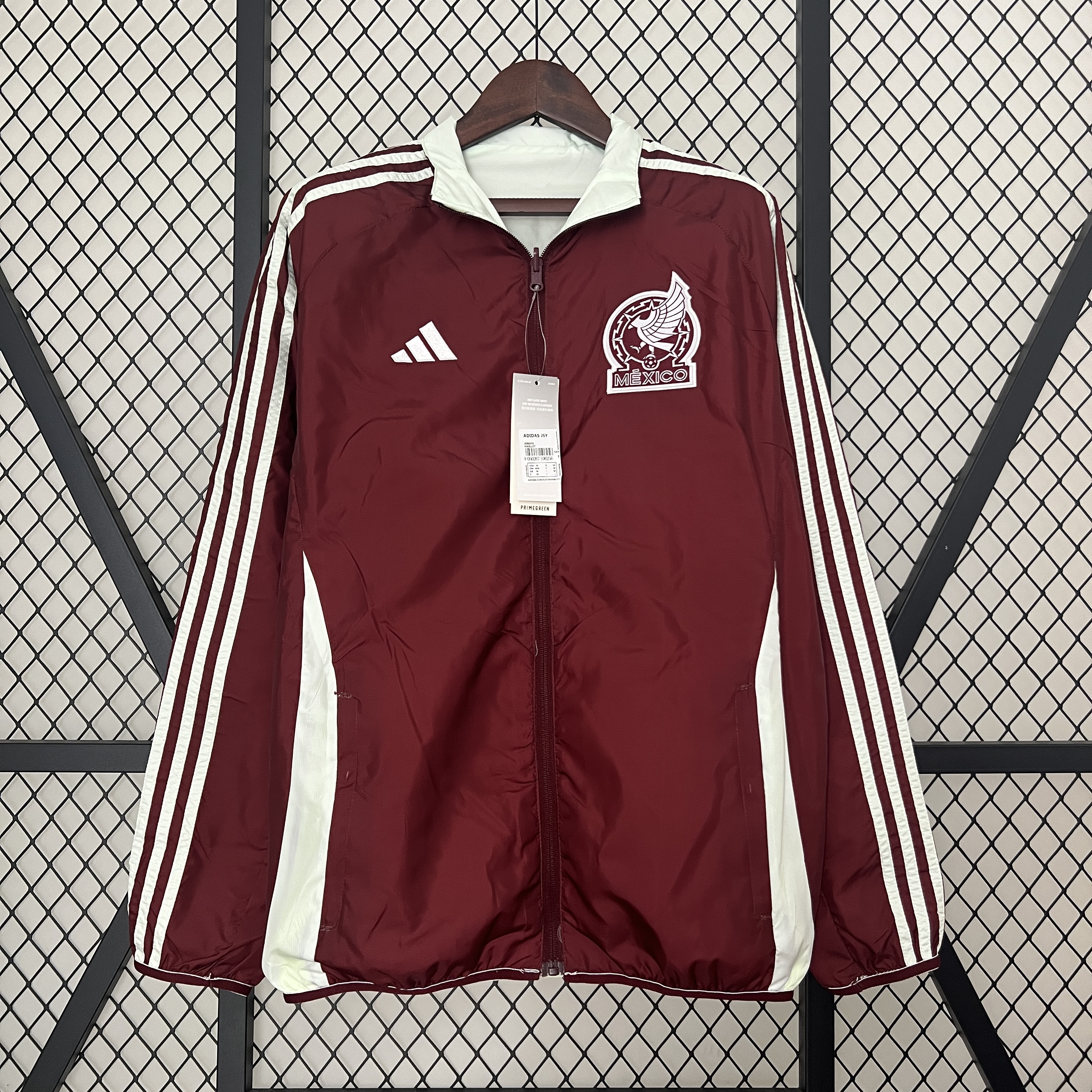 ManixJersey.com | Mexico 2024 Double Sided Reversible Windbreaker - Red & Grey -Customize Name, Number and Patch | Worldwide Shipping
