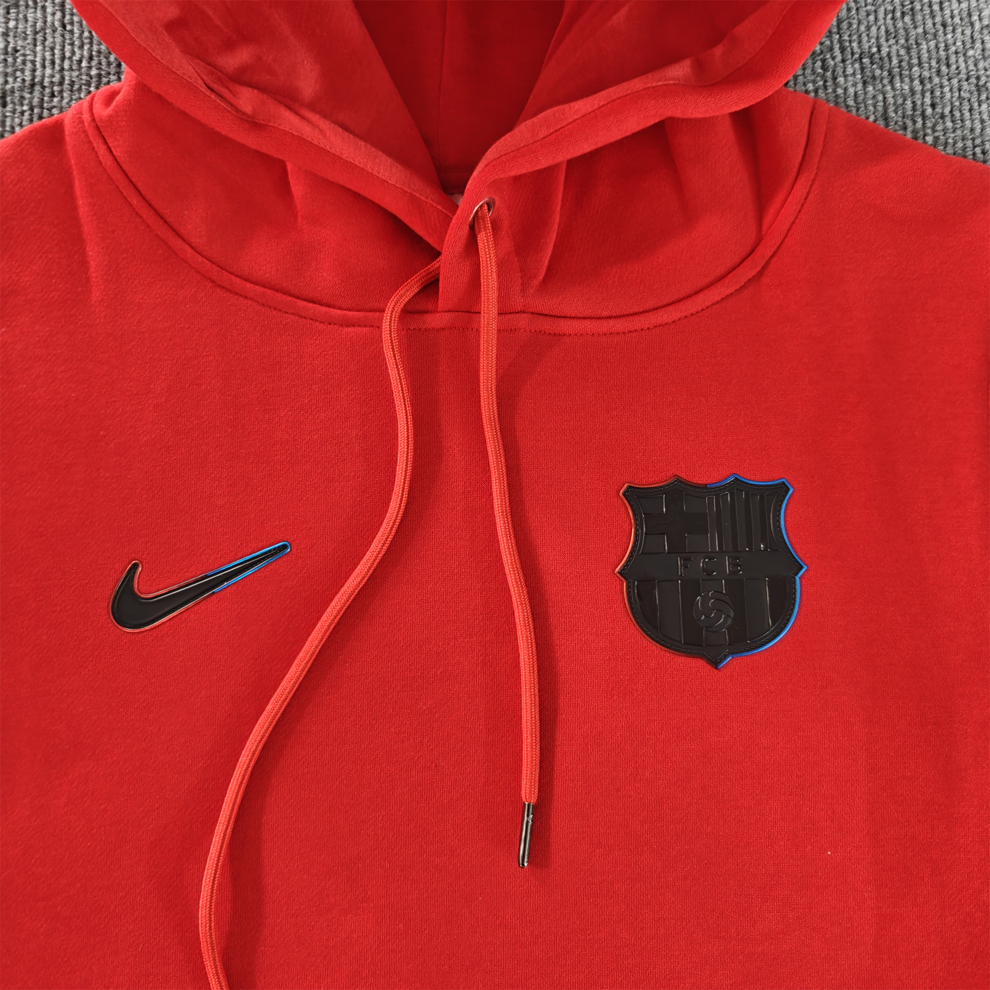 ManixJersey.com | Barcelona 24-25 Black Team Badge Hoodie - Red -Customize Name, Number and Patch | Worldwide Shipping
