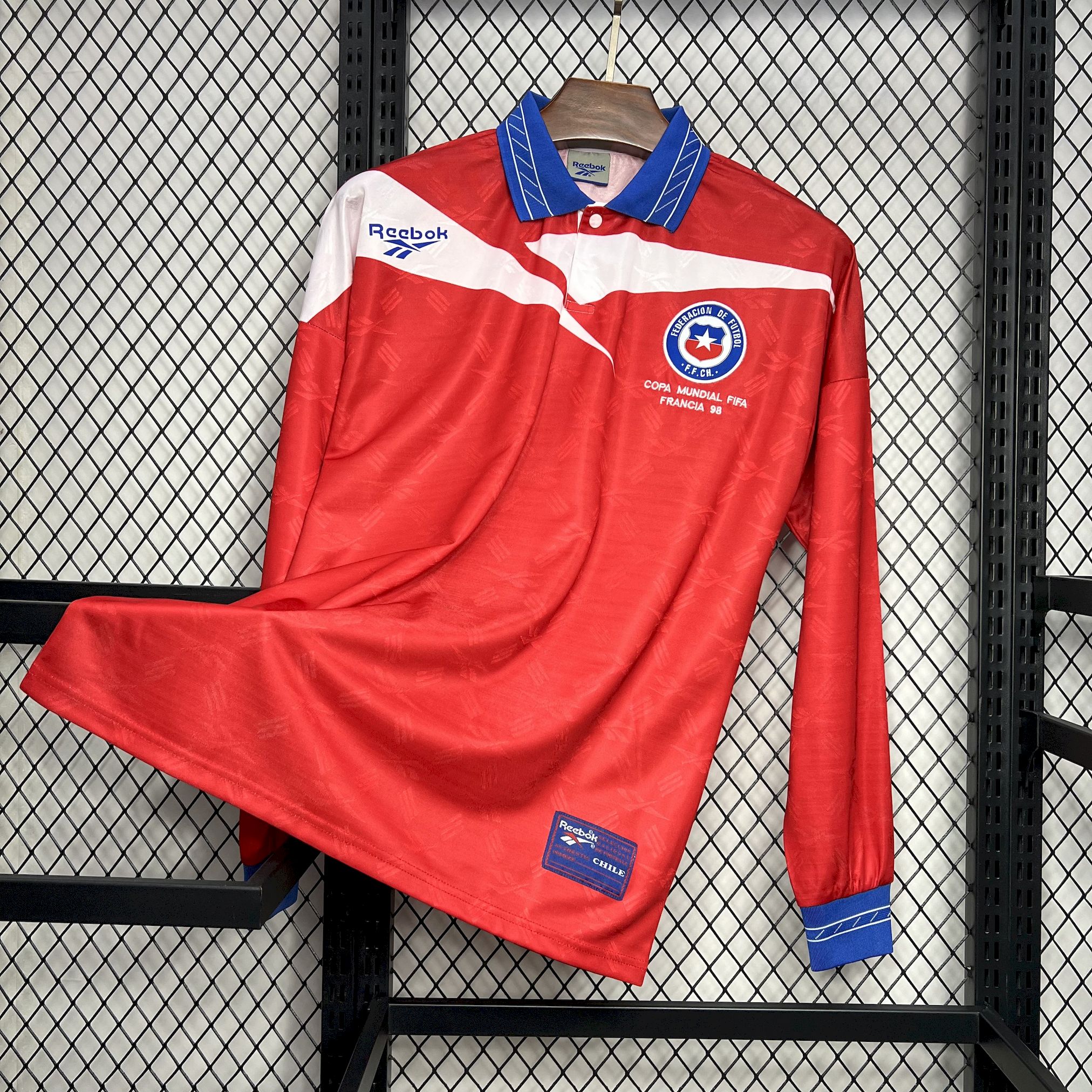 ManixJersey.com | Retro Chile 1998 Home Long Sleeve Jersey -Customize Name, Number and Patch | Worldwide Shipping