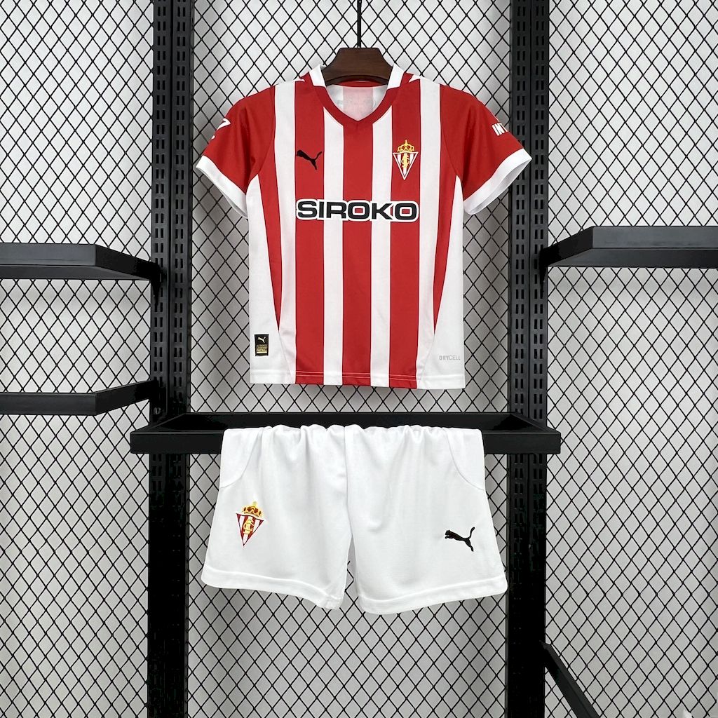 ManixJersey.com | Sporting de Gijon 24-25 Home Kids Kit -Customize Name, Number and Patch | Worldwide Shipping