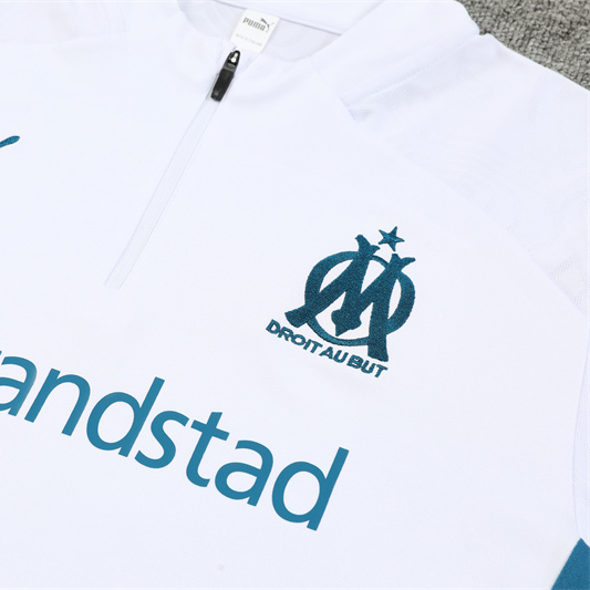 JerseysGala.com | Marseille 24-25 Long Sleeve Training Set - White -Customize Name, Number and Patch | Worldwide Shipping