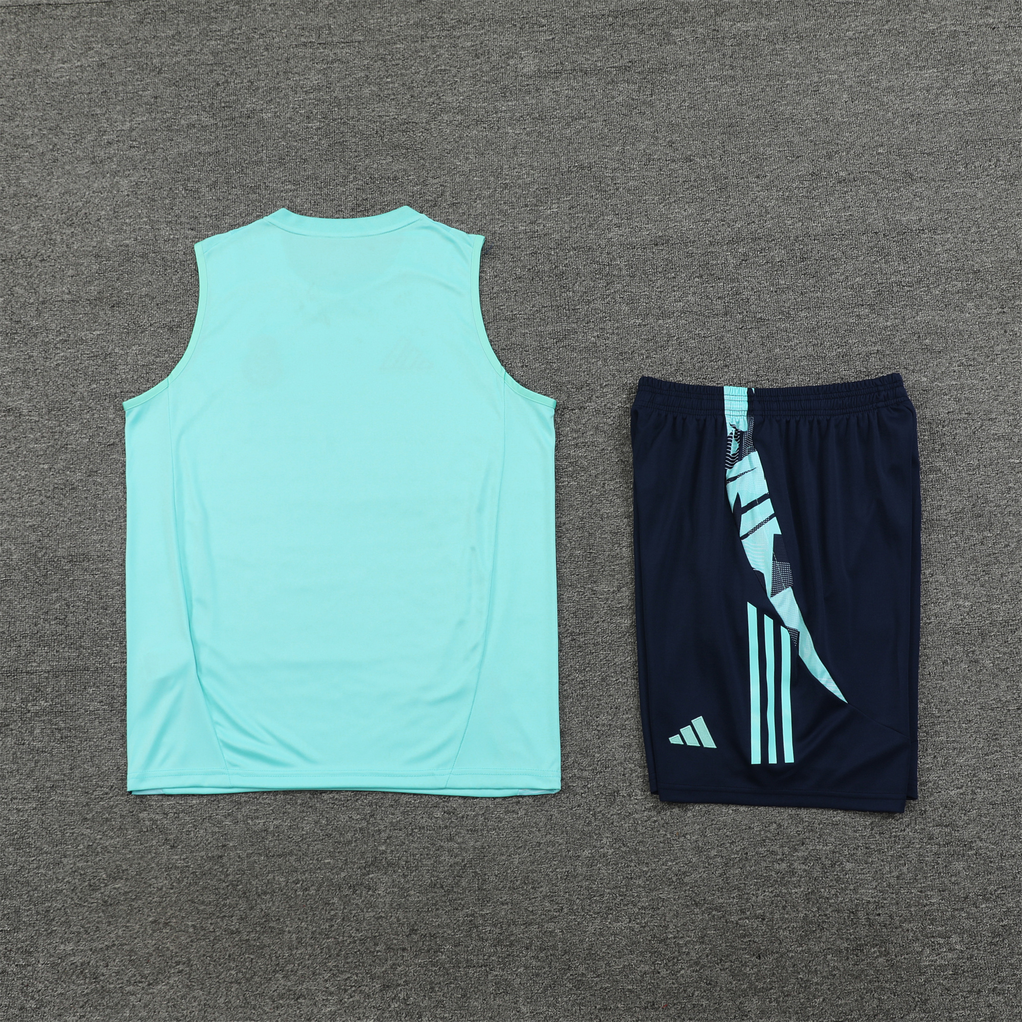 JerseysGala.com | Real Madrid 24-25 Vest Training Set - Light Green Vest & Deep Blue Shorts -Customize Name, Number and Patch | Worldwide Shipping