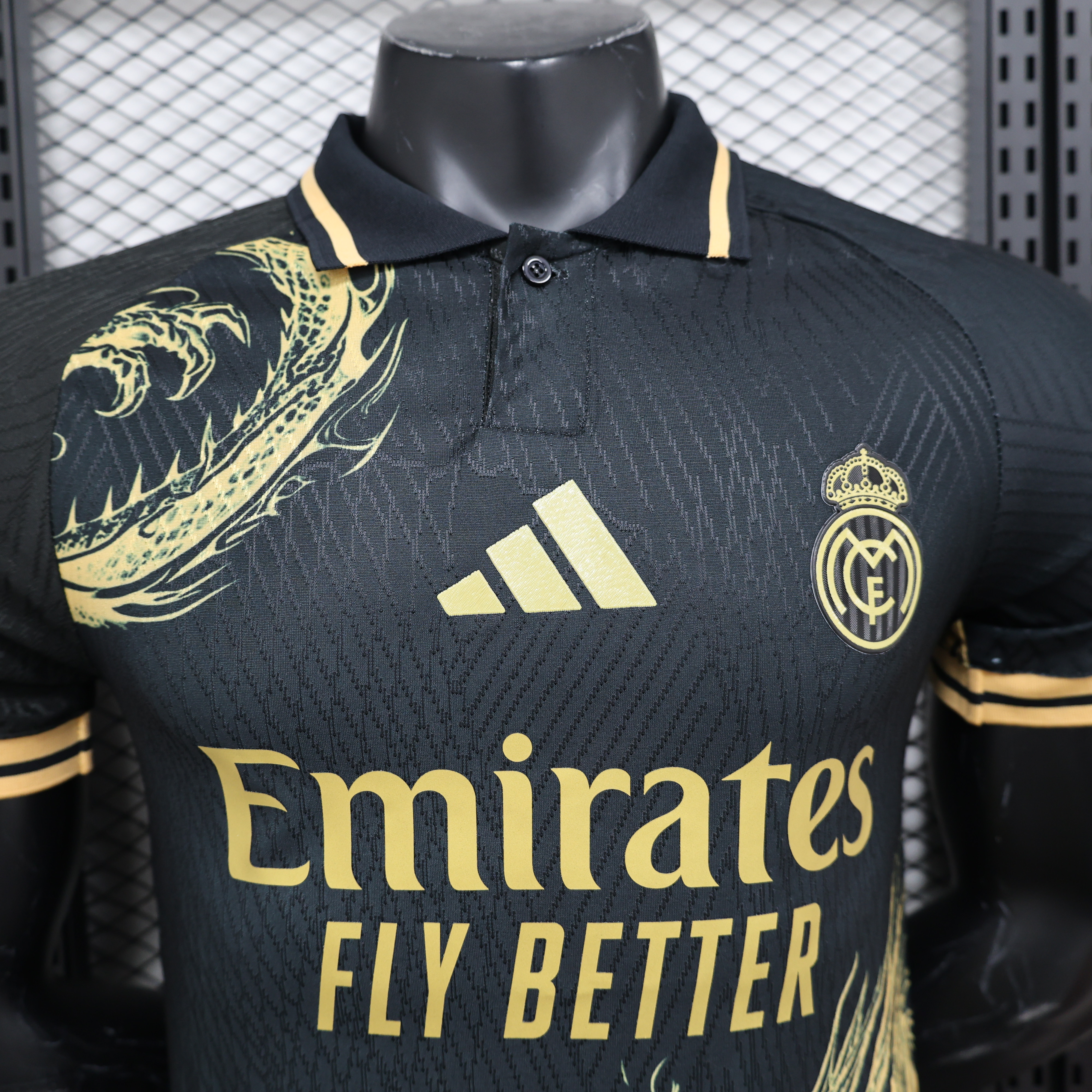 JerseysGala.com | Real Madrid 24-25 Black & Golden Loong Special Edition Jersey - Player Version -Customize Name, Number and Patch | Worldwide Shipping