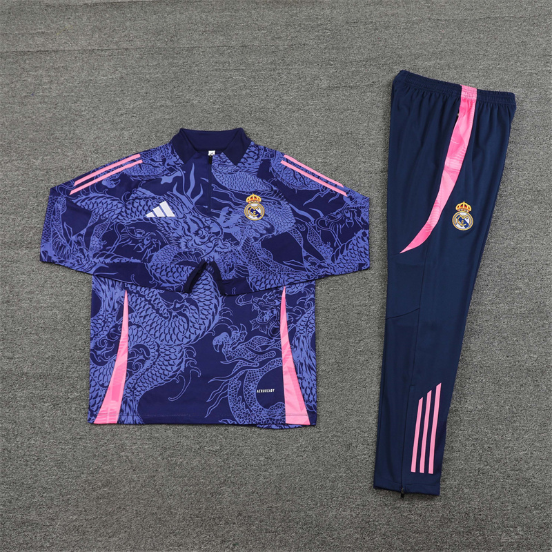 JerseysGala.com | Real Madrid 24-25 Long Sleeve Training Set - Blue Dragon -Customize Name, Number and Patch | Worldwide Shipping