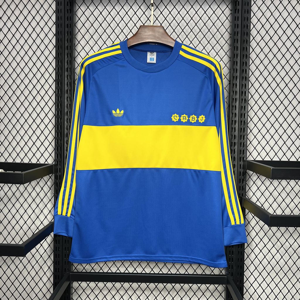 JerseysGala.com | Retro Boca Juniors 1981-82 Home Long Sleeve Jersey -Customize Name, Number and Patch | Worldwide Shipping