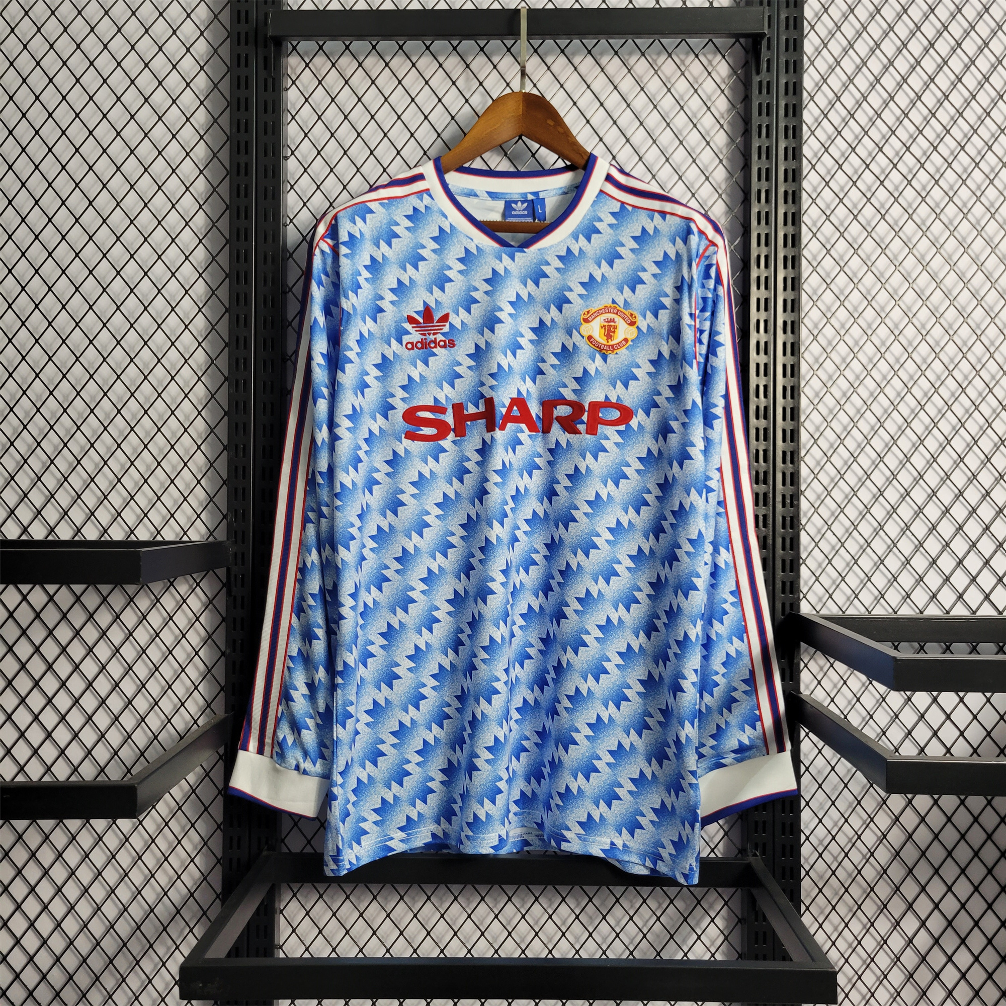 SIUjerseys-Retro Manchester United 90-92 Away Long Sleeve Jersey
