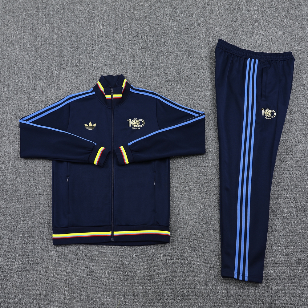 ManixJersey.com | Colombia 2024 100th Anniversary 24-25 Jacket Training Tracksuit - Deep Blue -Customize Name, Number and Patch | Worldwide Shipping