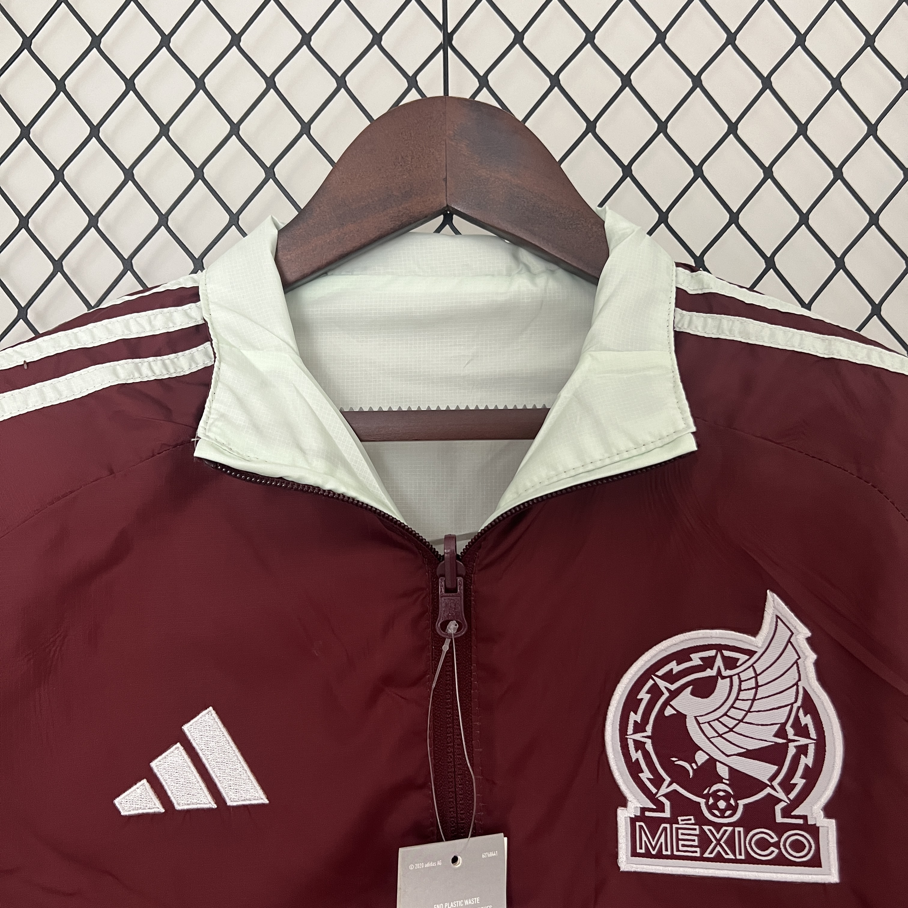 ManixJersey.com | Mexico 2024 Double Sided Reversible Windbreaker - Red & Grey -Customize Name, Number and Patch | Worldwide Shipping