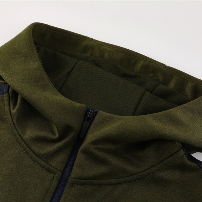 SIUjerseys-Napoli 24-25 Hooded Jacket Training Tracksuit - Army Green Top and Deep Blue Pants