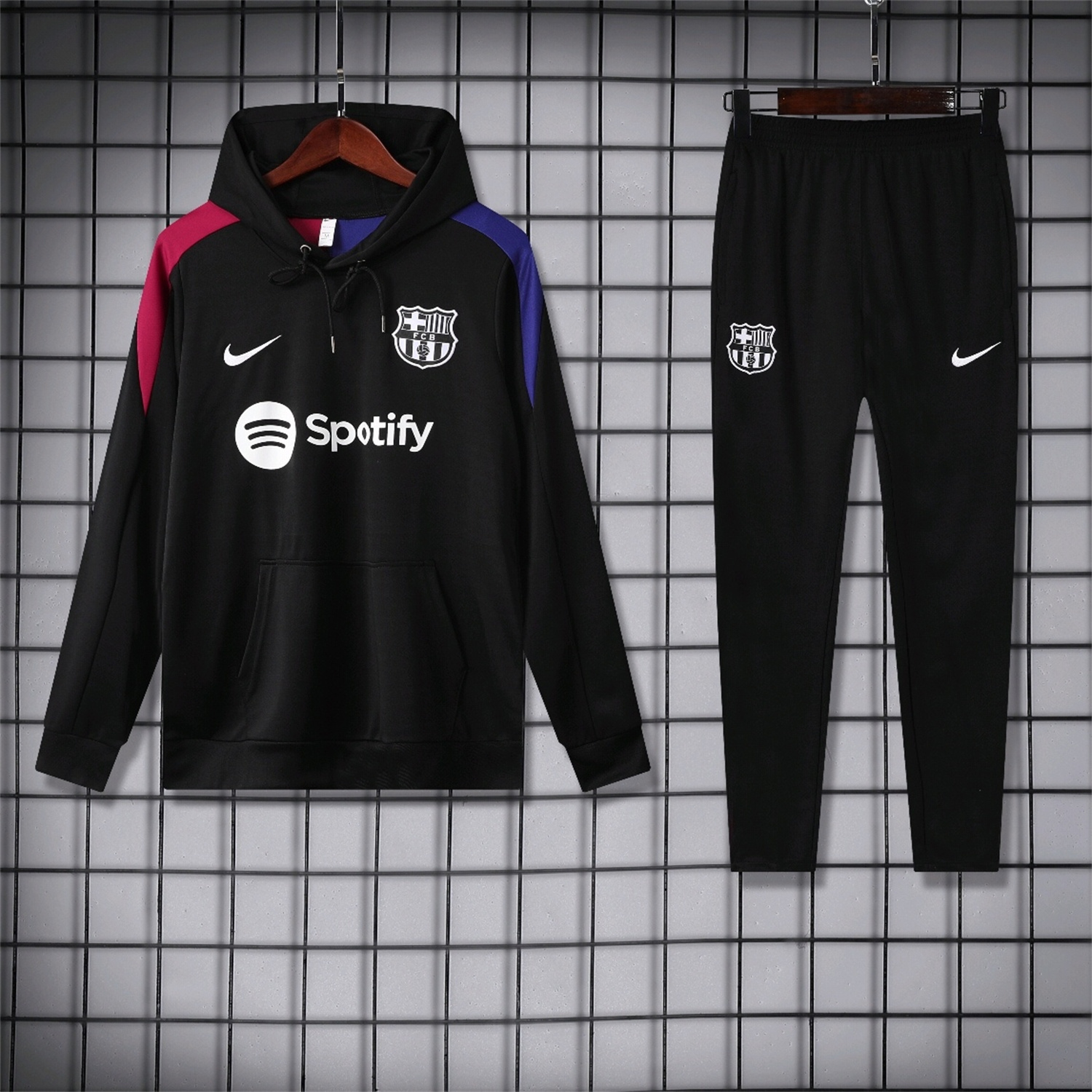 SIUjerseys-Barcelona 24-25 Training Hoodie Set - Black Hoodie and Black Pants