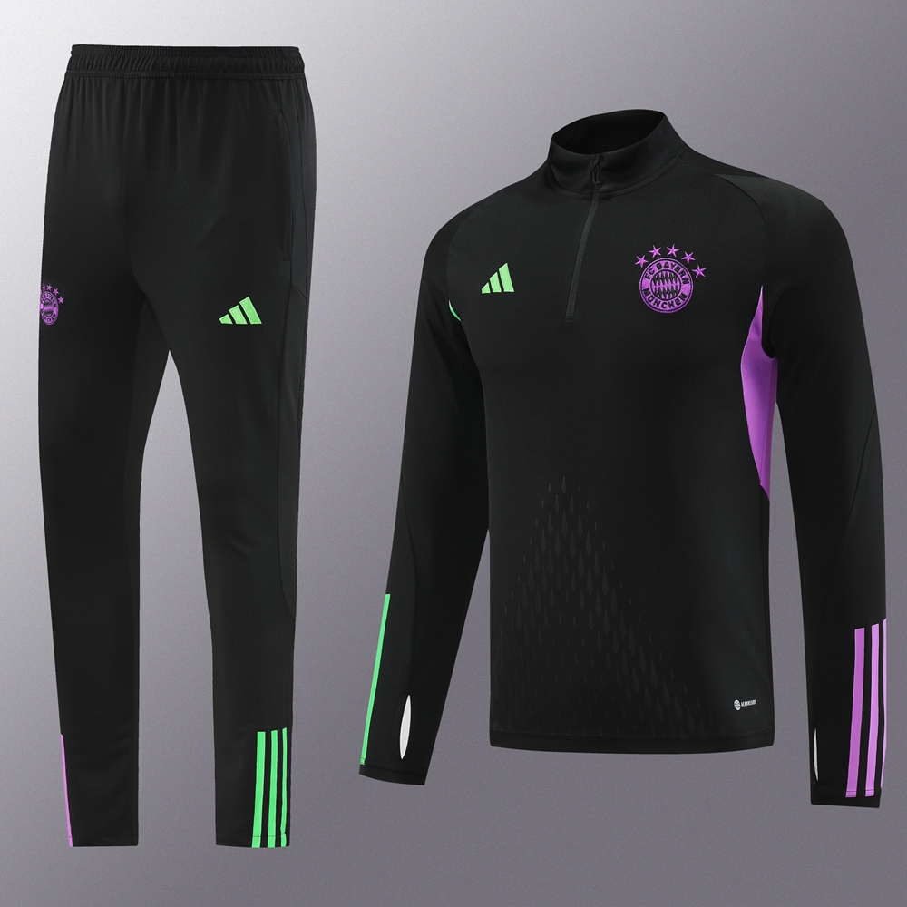 Bayern Munich 23-24 Long Sleeve Training Set - Black (No chest advertising):football jersey mysite: unitedjerseyfootball 邓江浪:football
