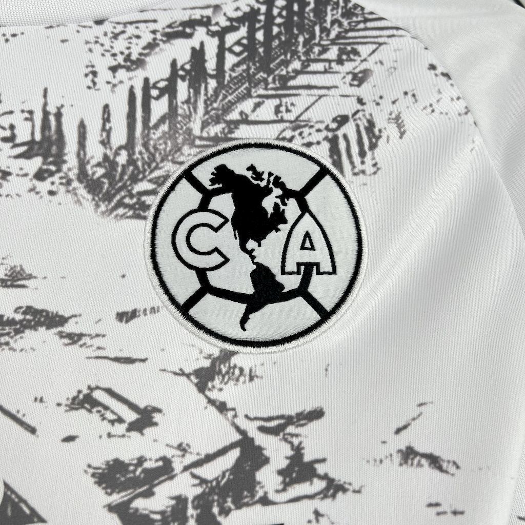 Club América 25-26 White Sketch of stadium Special Edition Jersey - Fans Version:football jersey mysite: unitedjerseyfootball 邓江浪:football
