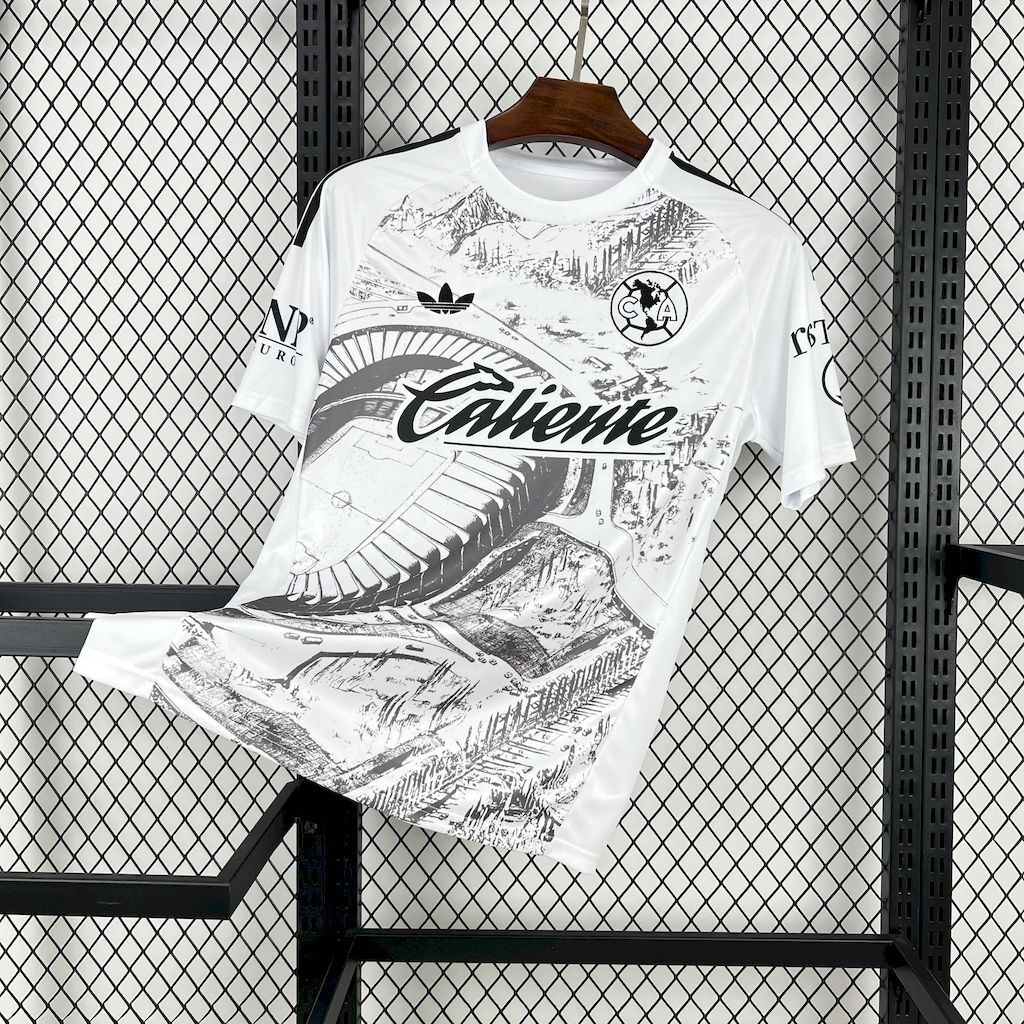 Club América 25-26 White Sketch of stadium Special Edition Jersey - Fans Version:football jersey mysite: unitedjerseyfootball 邓江浪:football