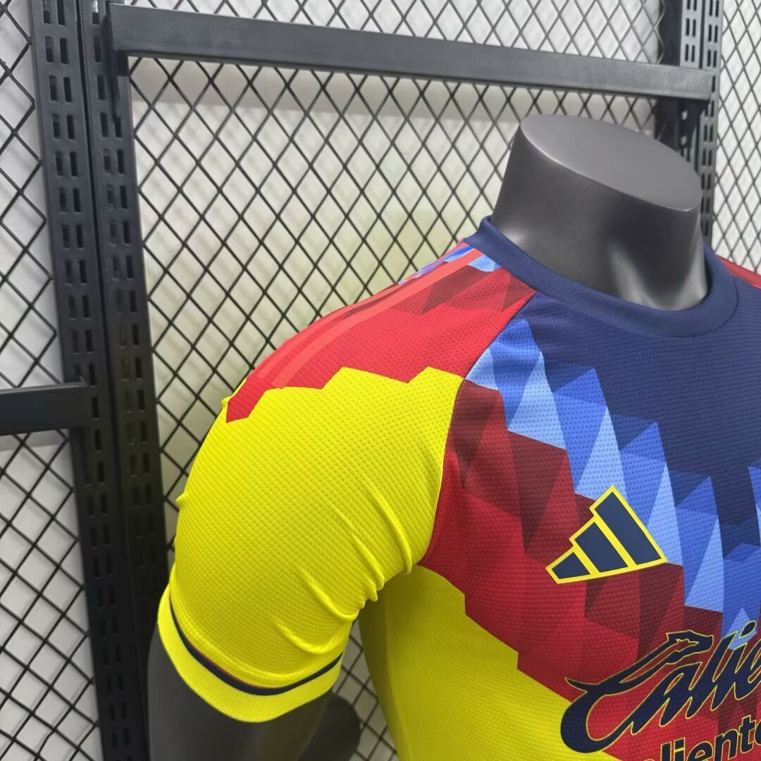 Club América 25-26 Blue and Red V-Shaped Camouflage Yellow Jersey - Player Version:football jersey mysite: unitedjerseyfootball 邓江浪:football