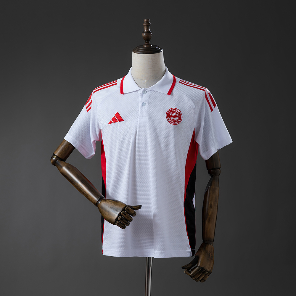 Bayern Munich 25/26 POLO - White & Red:football jersey mysite: unitedjerseyfootball 邓江浪:football