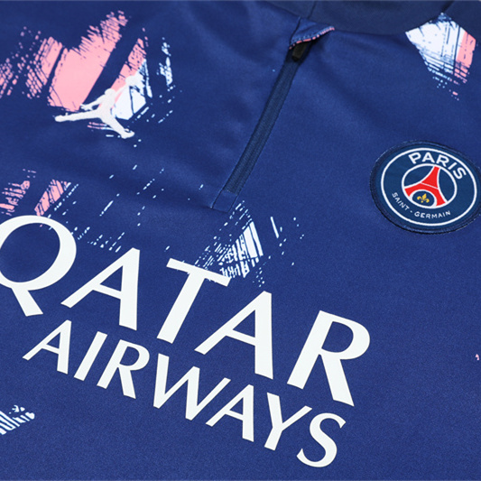 JerseysGala.com | Paris Saint-Germain PSG 24-25 Kids Long Sleeve Training Set - Royal Blue -Customize Name, Number and Patch | Worldwide Shipping