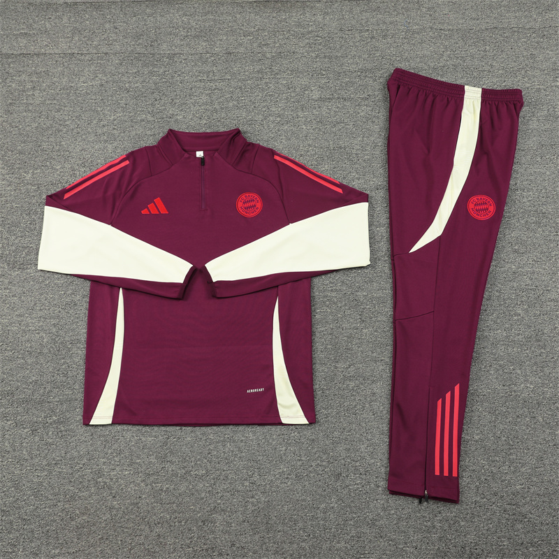 JerseysGala.com | Bayern Munich 24-25 Long Sleeve Training Set - Red -Customize Name, Number and Patch | Worldwide Shipping