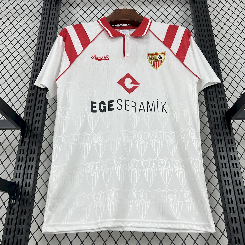ManixJersey.com | Retro Sevilla FC 1992-93 Home Jersey with Chest Sponsor -Customize Name, Number and Patch | Worldwide Shipping