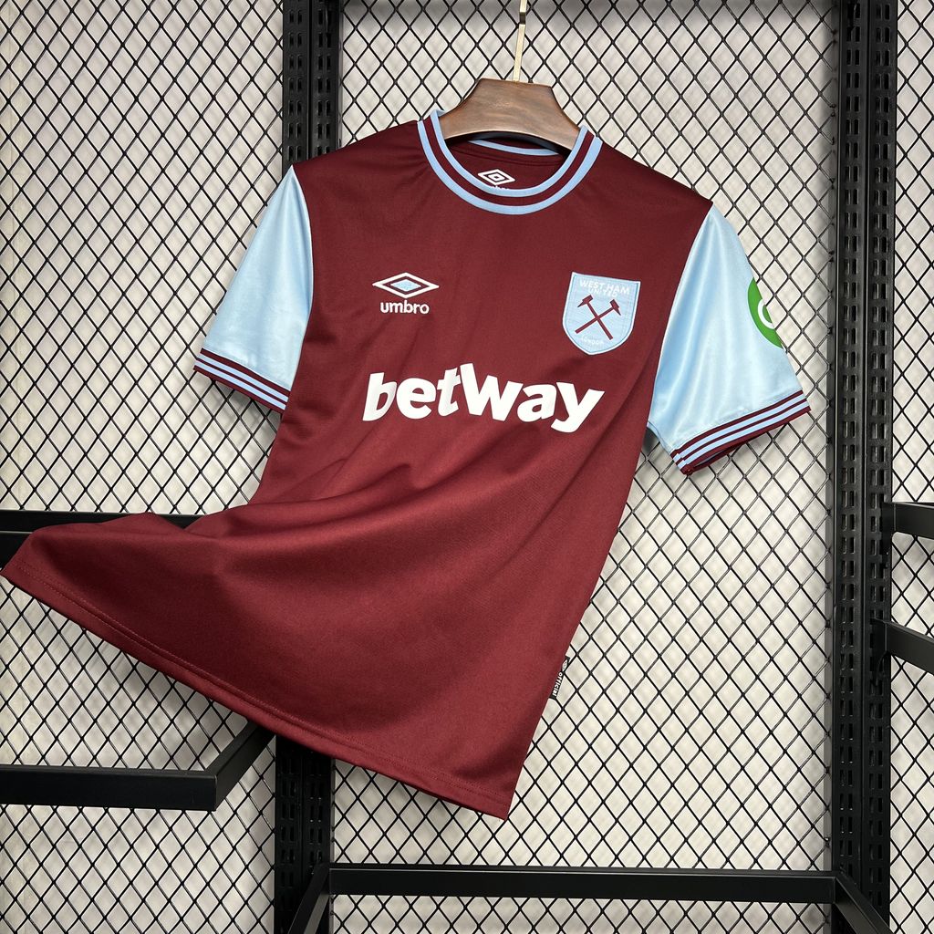 JerseysGala.com | West Ham United 24-25 Home Stadium Jersey - Fans Version -Customize Name, Number and Patch | Worldwide Shipping