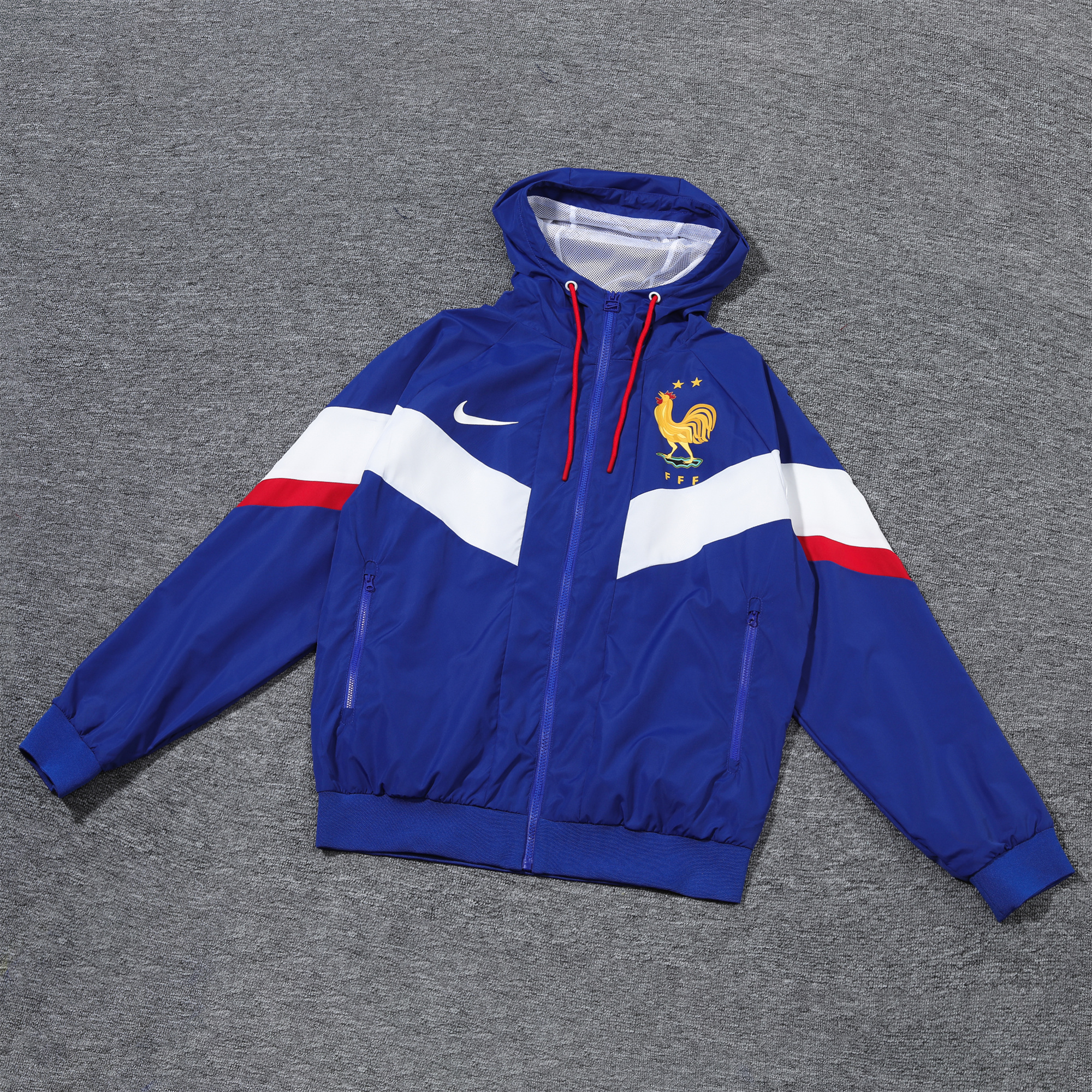 ManixJersey.com | France 2024 National Team Anthem Blue Hooded Windbreaker - Player Version -Customize Name, Number and Patch | Worldwide Shipping