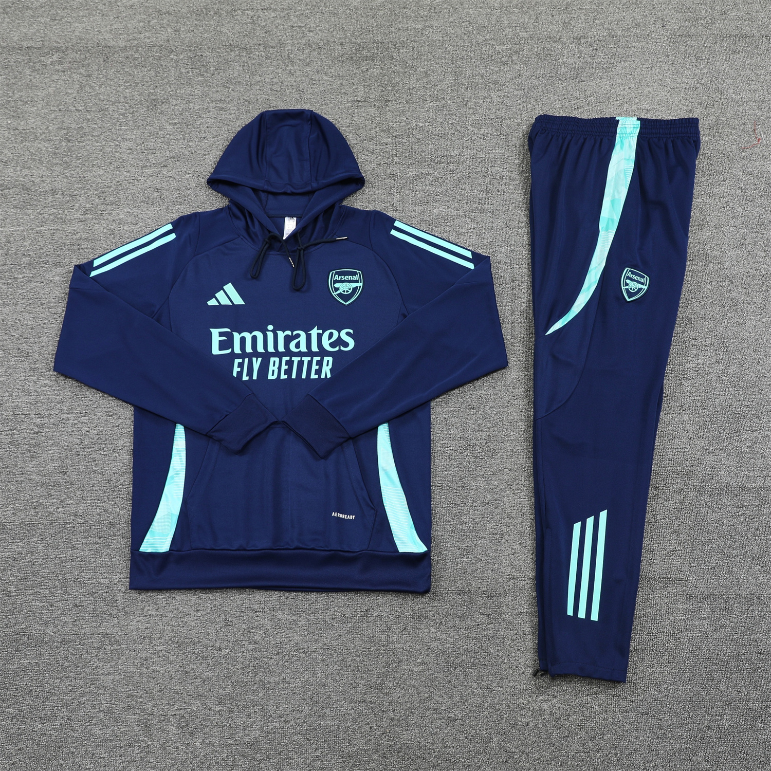 ManixJersey.com | Arsenal 24-25 Training Hoodie Set - Royal Blue Hoodie and Pants -Customize Name, Number and Patch | Worldwide Shipping
