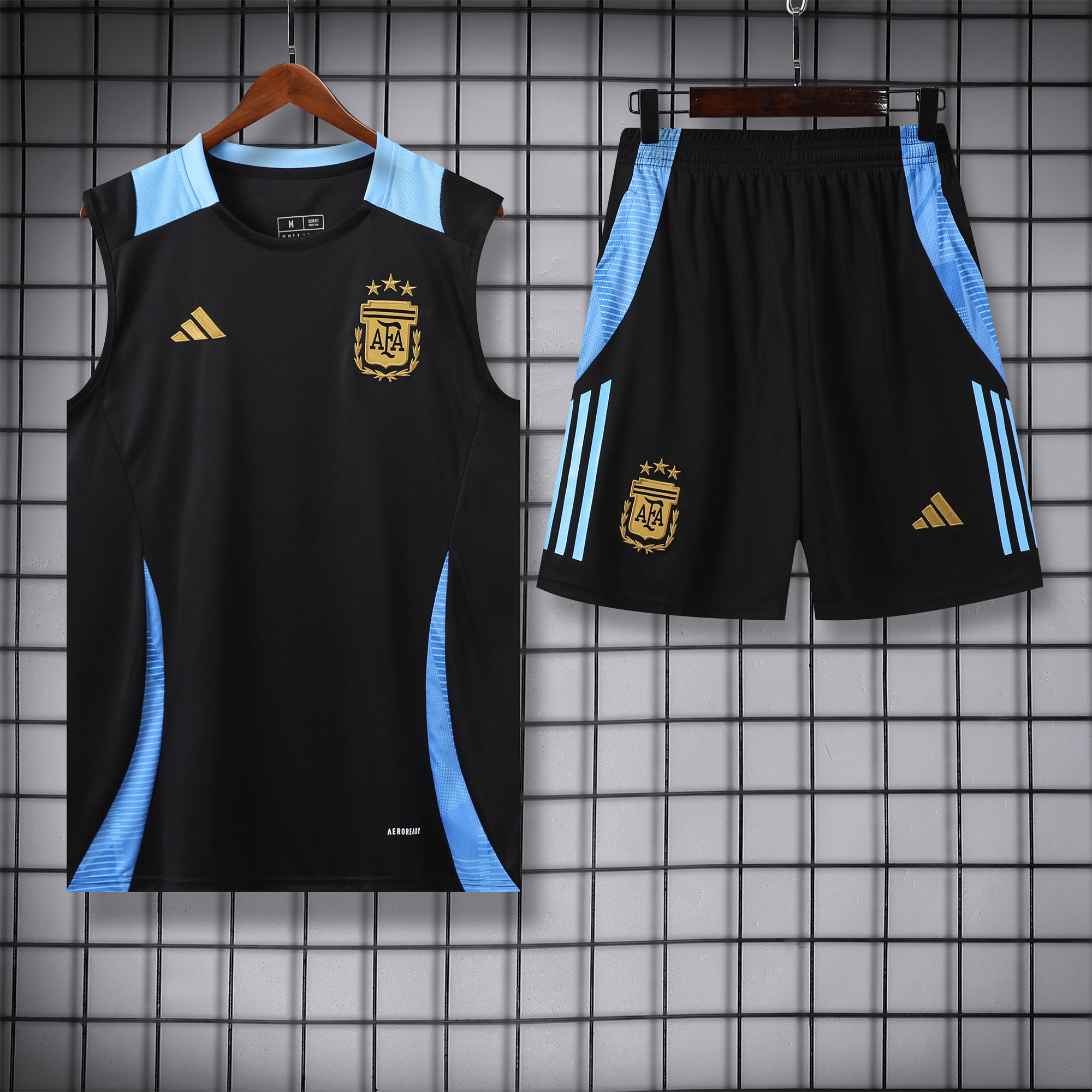 ManixJersey.com | Argentina 24-25 Vest Training Set - Black -Customize Name, Number and Patch | Worldwide Shipping